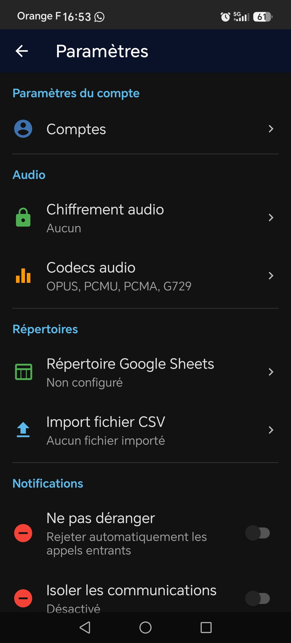Application android de softphonie SIP — visuel 2
